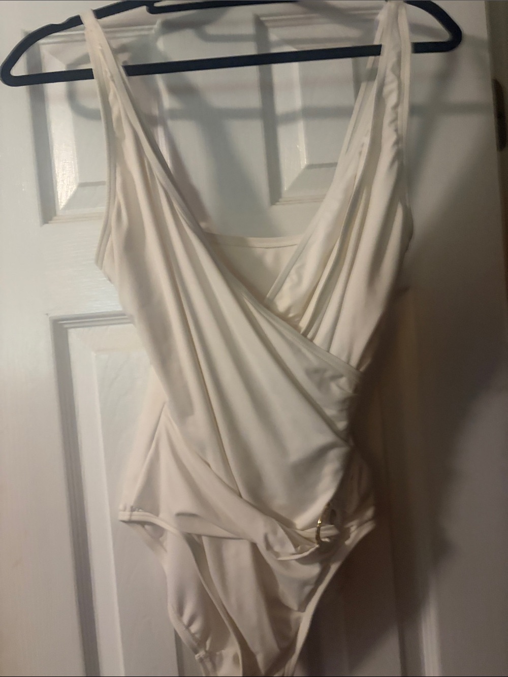 Michael Kors Cream Surplice One-Piece Swimsuit